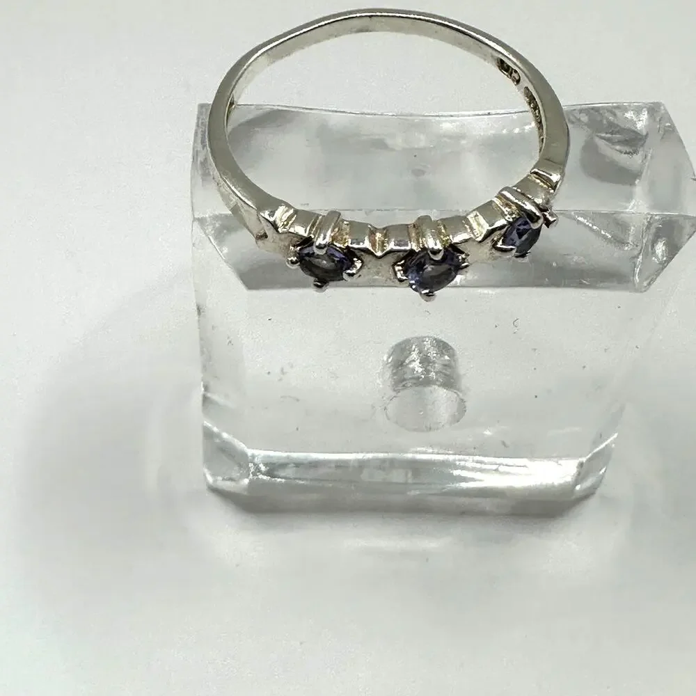 Clyde Duneier CID Silver ring purple Ring Vintage VTG Retro Size 9
